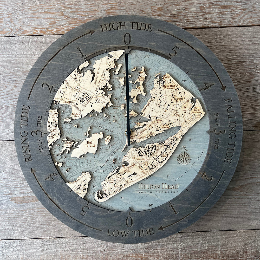 Hilton Head Wood Carved Tide Clock