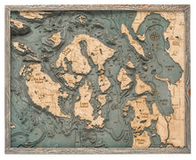 San Juan Islands Wood Carved Topographical Map