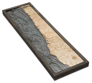 Oregon Coast Wood Carved Topographic Depth Chart/Map