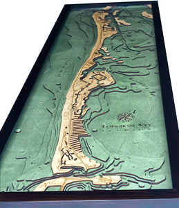 Longboat Key, Florida Wood Carved Topographic Depth Chart/Map