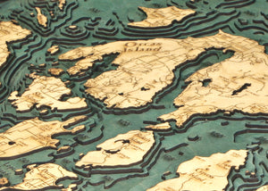 San Juan Islands Wood Carved Topographical Map