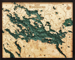 Lake Winnipesaukee Wood Carved Topographic Depth Chart/Map