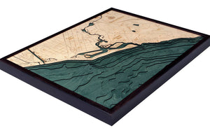 Newport Beach Wood Carved Topographic Depth Chart/Map