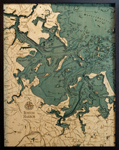 Boston Harbor Wood Carved Topographic Depth Chart/Map