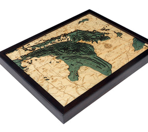 Lake Huron Wood Carved Topographic Depth Chart/Map