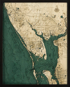 Charlotte Harbor Wood Carved Topographic Depth Chart/Map