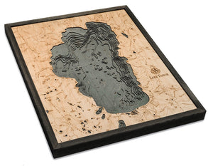 Lake Tahoe Wood Carved Topographical Depth Chart/Map