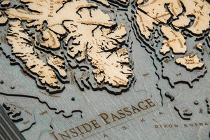 Inside Passage Wood Carved Topographic Depth Chart/Map
