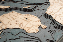 Whidbey & Camano Islands Wood Carved Topographic Depth Chart/Map