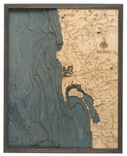 San Diego Wood Carved Topographic Depth Chart/Map