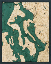 Whidbey & Camano Islands Wood Carved Topographic Depth Chart/Map